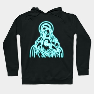 Blue Neon Virgin Mary Hoodie